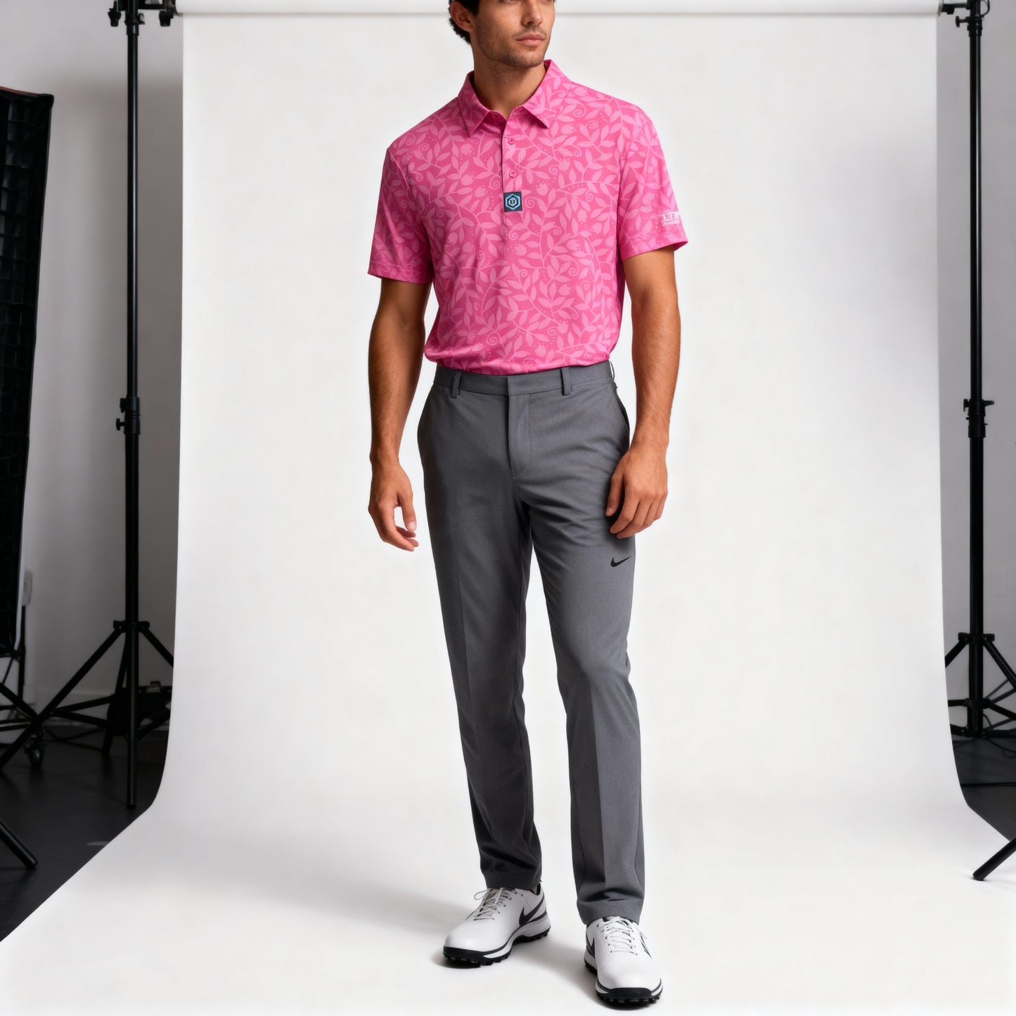 Pink Leaves Performance Polo