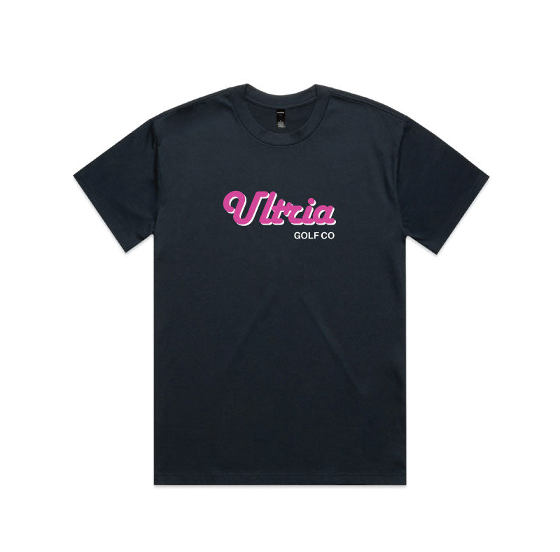 Retro Pink Heavy Tee - Navy